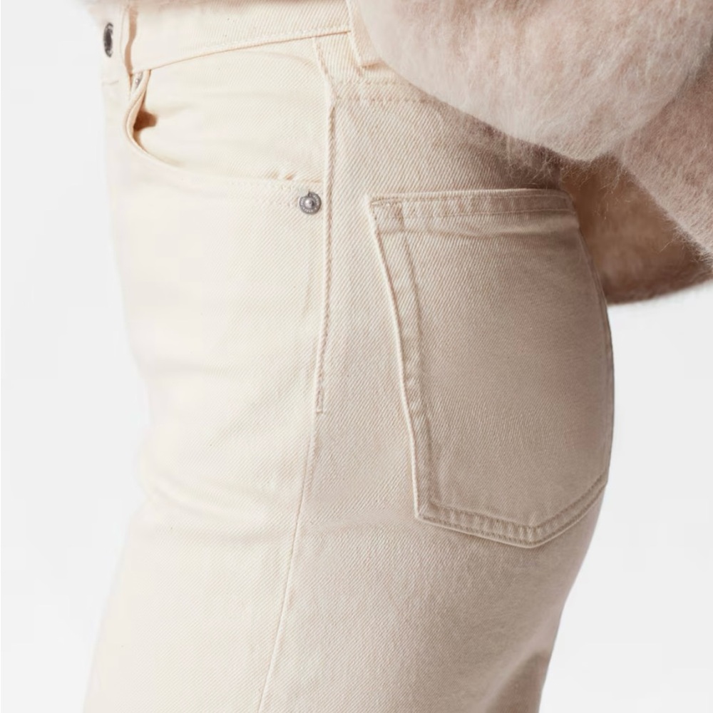 & Other Stories Cream Cropped Wide Leg Jeans - Picture 4 of 5